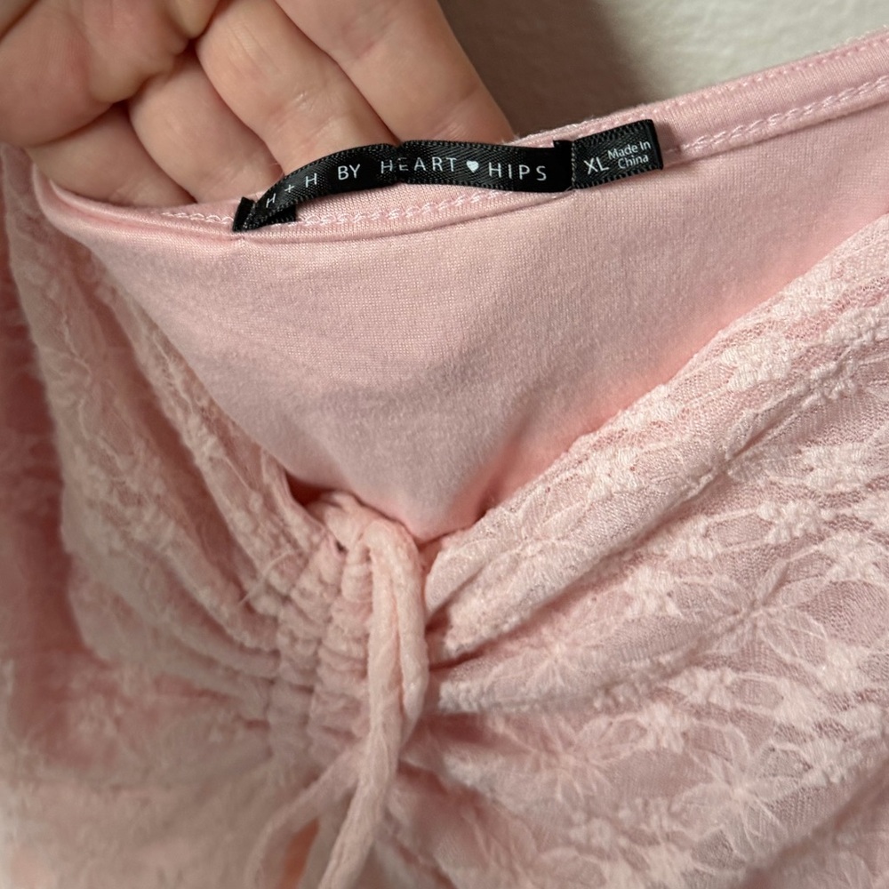 Women’s pink babydoll lace handkerchief hem top women’s XL Fairy Cottagecore - Picture 3 of 4